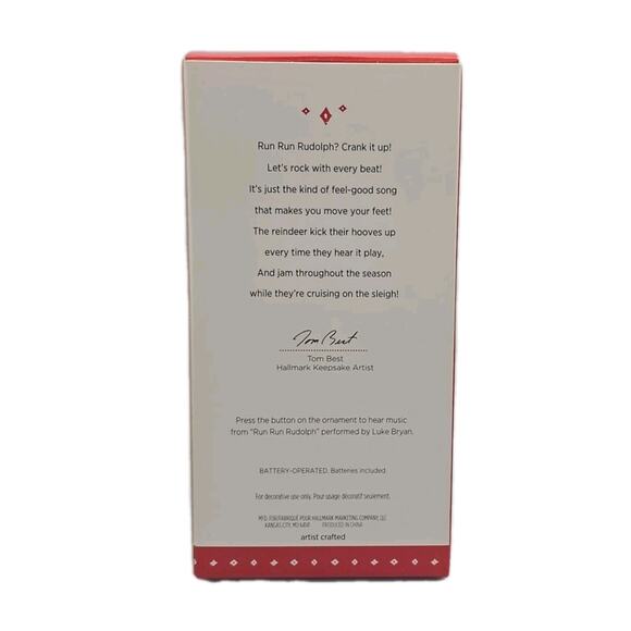 2015 Hallmark Ornament Luke Bryan “Run Run Rudolph” Magic U12 - Picture 5 of 5
